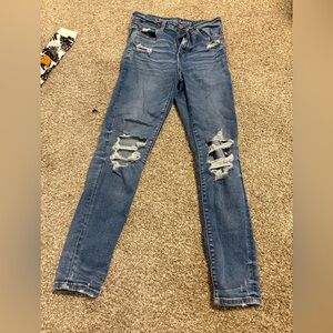 American Eagle Outfitters Ripped Blue Skinny Jeans
